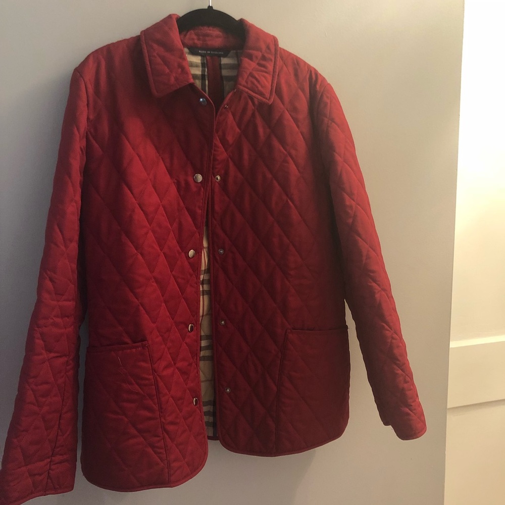 BURBERRY- quilted red jacket. Excellent condition
